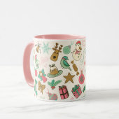 Frohe Weihnachten Retro Winter Doodles Tasse (Vorderseite Links)