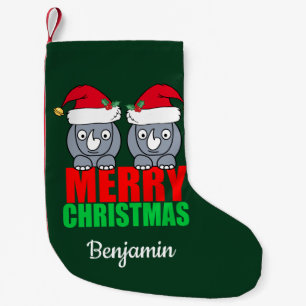 Frohe Weihnachten Rhino Niedlich Custom Kleiner Weihnachtsstrumpf