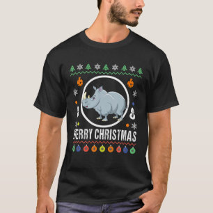 Frohe Weihnachten Rhino Ugly Sweater Xmas Strick T-Shirt
