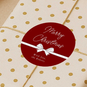 Frohe Weihnachten Ribbon Handgeschriebene Moderne  Runder Aufkleber