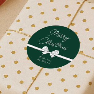 Frohe Weihnachten Ribbon handgeschriebene Moderne Runder Aufkleber