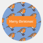 Frohe Weihnachten! Robin Red Breast Pattern Runder Aufkleber (Vorderseite)