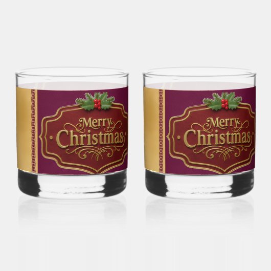 Frohe Weihnachten Rock Glas Set (Vorderseite)