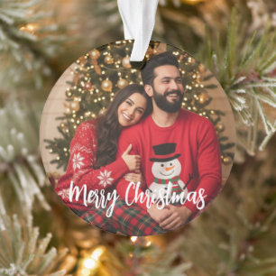Frohe Weihnachten Romantische Funken-Paar-Foto Ornament