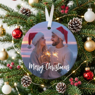 Frohe Weihnachten Romantisches Funkenpaar Foto Ornament