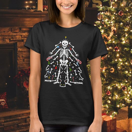 Frohe Weihnachten Röntgen-Tech-Weihnachtsbaum-Skel T-Shirt