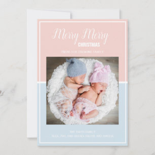 Frohe Weihnachten Rosa Babyblau Zwillinge