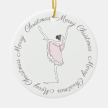Frohe Weihnachten Rosa Ballerina Ornament