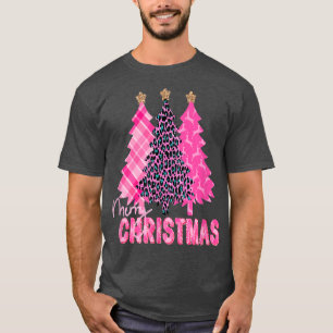 Frohe Weihnachten Rosa Bäume T-Shirt