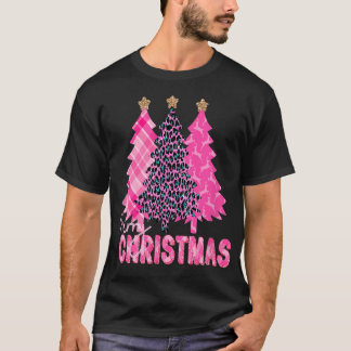 Frohe Weihnachten Rosa Bäume T-Shirt