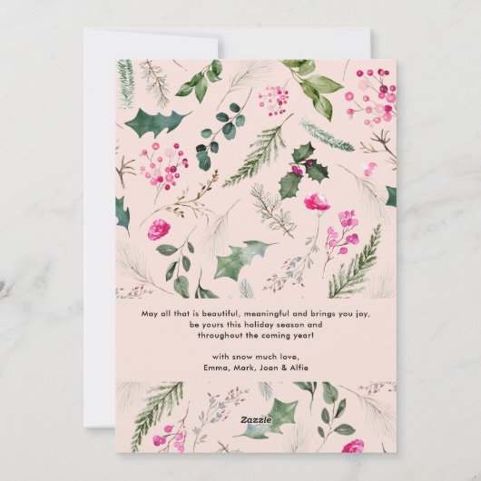 Frohe Weihnachten Rosa Botanischer Pfeil 1 Foto (Rückseite)