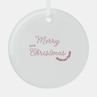 frohe weihnachten rosa familienname 20xx pastell m ornament aus glas