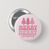 Frohe Weihnachten - Rosa Feiertage Design Button (Vorne & Hinten)