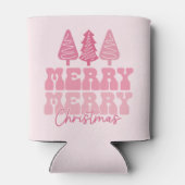Frohe Weihnachten - Rosa Feiertage Design Dosenkühler (Rückseite)