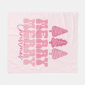 Frohe Weihnachten - Rosa Feiertage Design Fleecedecke (Vorderseite (Horizontal))