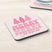 Frohe Weihnachten - Rosa Feiertage Design Getränkeuntersetzer (Linke Seite)