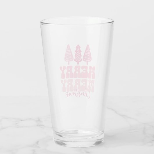 Frohe Weihnachten - Rosa Feiertage Design Glas (Rückseite)