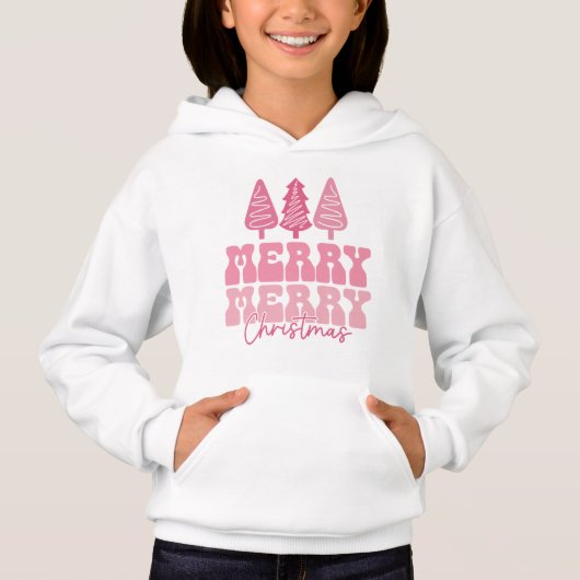Frohe Weihnachten - Rosa Feiertage Design Hoodie (Vorderseite)