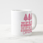 Frohe Weihnachten - Rosa Feiertage Design Jumbo-Tasse (Vorderseite Rechts)