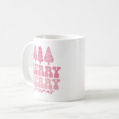 Frohe Weihnachten - Rosa Feiertage Design Kaffeetasse (Vorderseite Links)