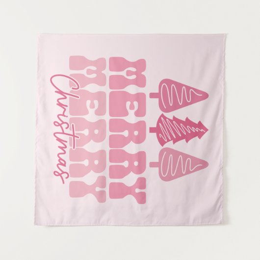 Frohe Weihnachten - Rosa Feiertage Design Wandteppich (Vorderseite (Horizontal))