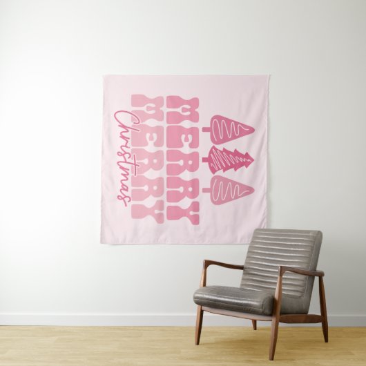 Frohe Weihnachten - Rosa Feiertage Design Wandteppich (Beispiel (Horizontal))