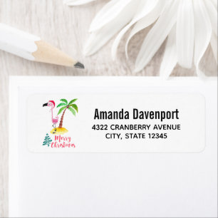 Frohe Weihnachten rosa Flamingo mit Palm Tree