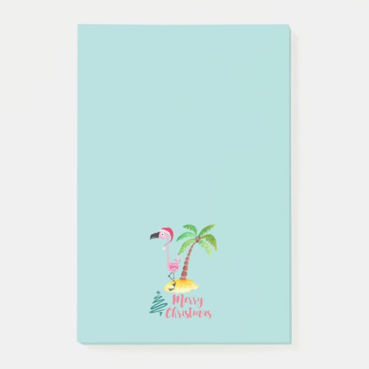 Frohe Weihnachten rosa Flamingo mit Palm Tree Post-it Klebezettel (Vorderseite)