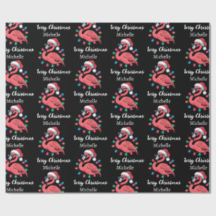 Frohe Weihnachten Rosa Flamingo Personalisiert Geschenkpapier