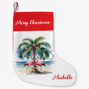Frohe Weihnachten Rosa Flamingo Personalisiert Kleiner Weihnachtsstrumpf