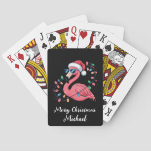 Frohe Weihnachten Rosa Flamingo Personalisiert Spielkarten