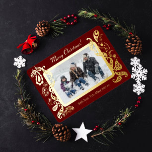 Frohe Weihnachten - rosa Golddekorationen Folien Feiertagskarte