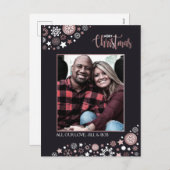 Frohe Weihnachten Rosa Goldschneeflocken (Vorne/Hinten)