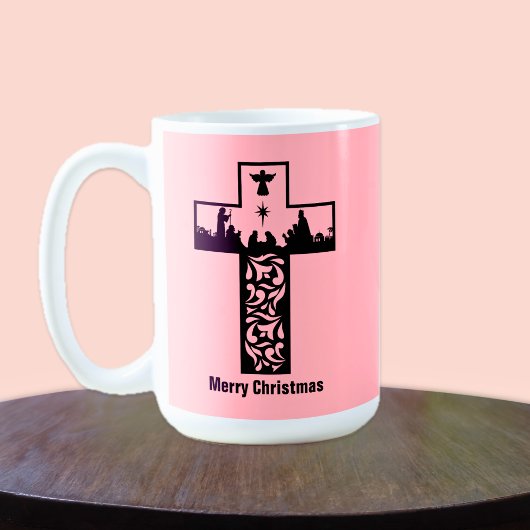 Frohe Weihnachten Rosa Kreuz | Geburt Kaffeetasse