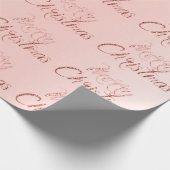 Frohe Weihnachten Rosa Rose Gold Glitzer Blush Scr Geschenkpapier (Ecke)