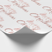 Frohe Weihnachten Rosa Rose Gold Glitzer White Scr Geschenkpapier (Ecke)