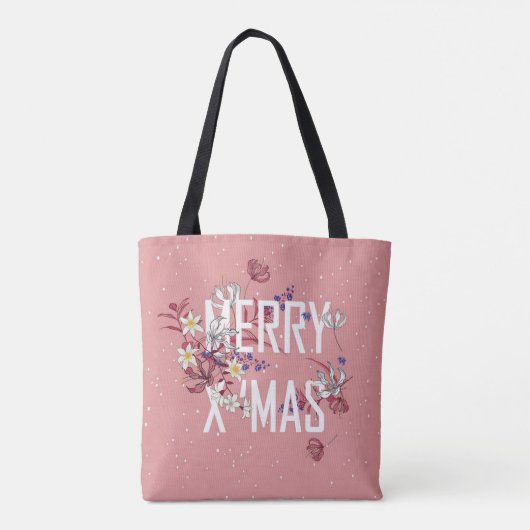 Frohe Weihnachten Rosa Tasche (Rückseite)