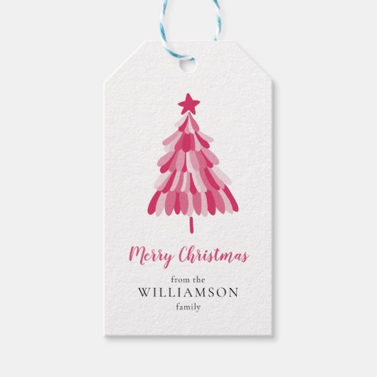 Frohe Weihnachten Rosa Tree modern Geschenkanhänger (Vorderseite)