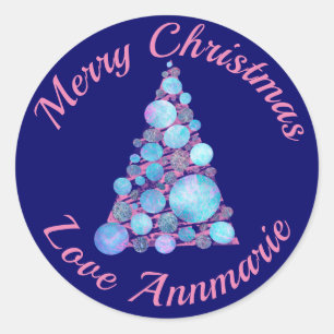 Frohe Weihnachten Rosa Tree Sticker