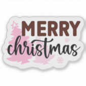Frohe Weihnachten Rosa Tree Urlaub Aufkleber (Vorderseite)