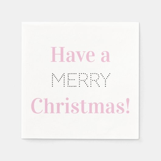 Frohe Weihnachten | Rosa Typografie-Party Serviette (Vorderseite)