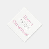 Frohe Weihnachten | Rosa Typografie-Party Serviette (Ecke)