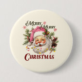 Frohe Weihnachten - Rosa Weihnachten Button (Vorderseite)