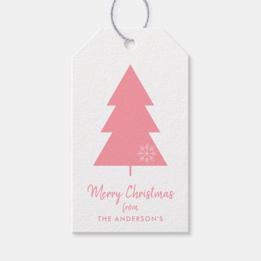 Frohe Weihnachten Rosa Weihnachtsbaum Geschenkanhänger (Vorderseite)