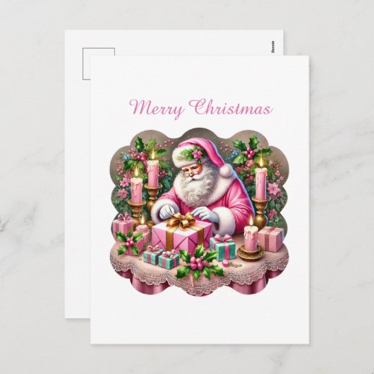 Frohe Weihnachten Rosa Weihnachtsfeiertag Postkart (Vorne/Hinten)