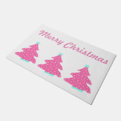 Frohe Weihnachten Rosa Zeitgenössische Weihnachtsb Fußmatte (Schrägansicht)