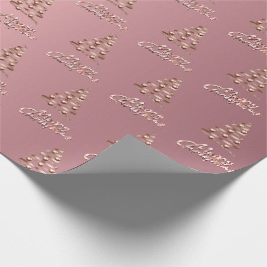 Frohe Weihnachten Rose goldener Weihnachtsbaum Geschenkpapier (Ecke)