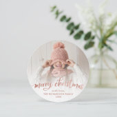 Frohe Weihnachten | Rose Goldtypografie und Foto (Stehend Vorderseite)