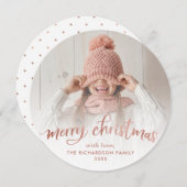 Frohe Weihnachten | Rose Goldtypografie und Foto (Vorne/Hinten)
