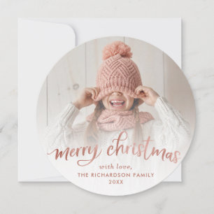 Frohe Weihnachten Rose Goldtypografie und Foto